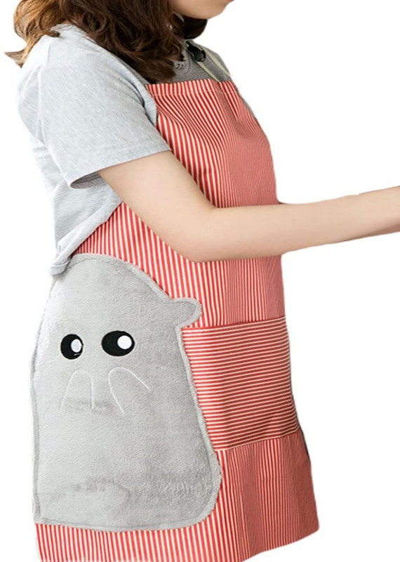 Vortipu Apron for Women Cute Deer With Pockets and Hand-Wiping Kitchen Apron Analog Kitchen Timer