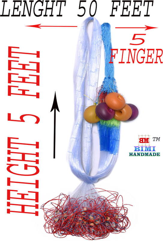 BIMI HAND MADE 5 Finger 100 Mm Floating Ball Circle Sinker Aquarium Fish Net(1524 cm x 152.4 cm)