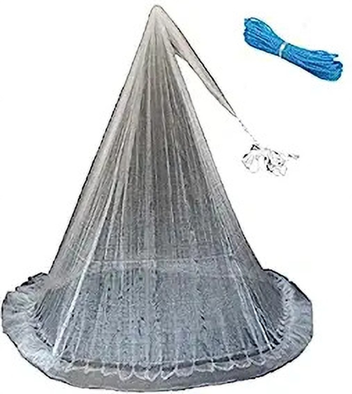 FISHERMAN'S- Fishing Solutions Hand Throwing 8 Feet Height Fishing Bait Cast Net (1 X1 cm) Aquarium Fish Net(243.84 cm x 1219.2 cm)
