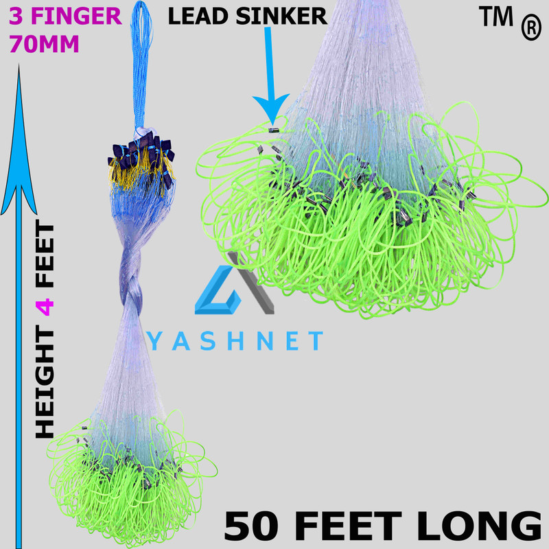 YASHNET GILLNET 3 FINGER 65.MM 50 FEET LENGTH 4.FEET HEIGHT Aquarium Fish Net(1076 cm x 702 cm)
