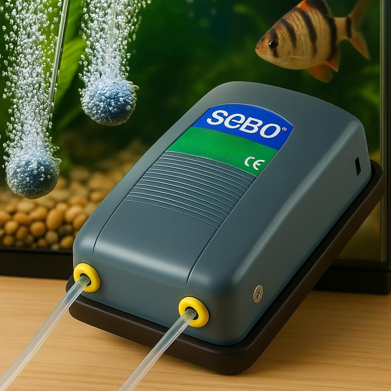 FinyPetz SOBO SB-648 5W Dual Outlet Silent Air Pump with 3M Tube, 2 Valves & 2 Stones Air Aquarium Pump(24 cm)