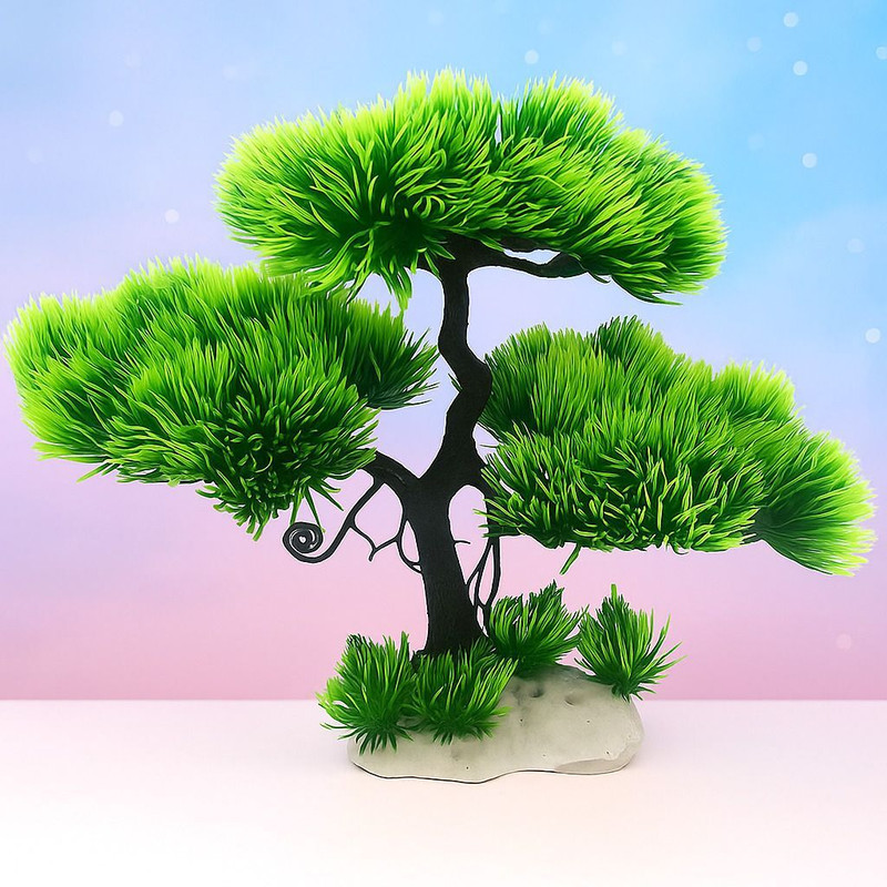Mistletoe Artificial Lobate Plastic Plant Fish Tank Ornament Tree Decoration (Green) Laterite Unplanted Substrate(Green, 0.5 kg)