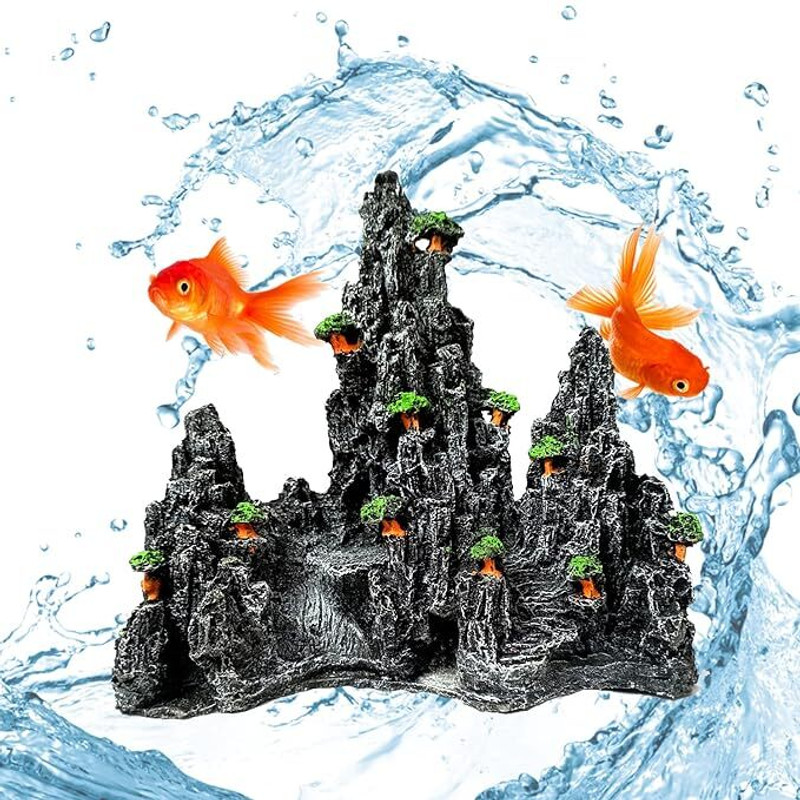 GIG BAZAAR Aquarium Decorative Broken Castle Ornament, Pack Of-1 Fish Tank Decor Laterite Unplanted Substrate(Multicolor, 0.2 kg)