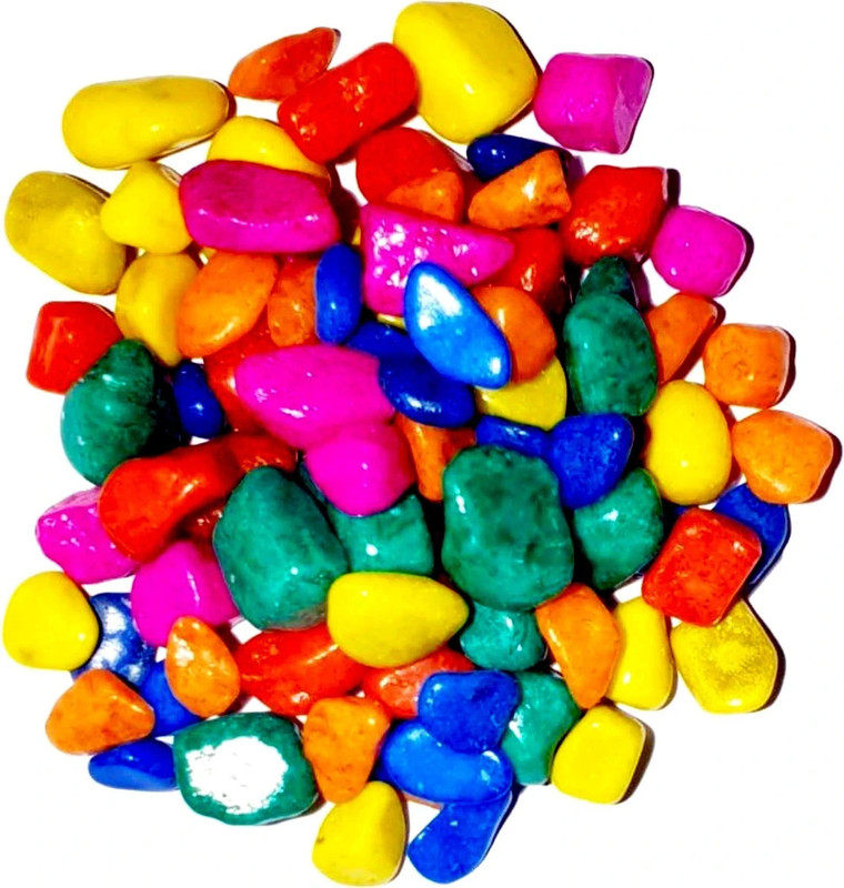 Foodies Puppies Multi-color stone for Garden and Aquarium Decor pebbles River Rock Unplanted Substrate(Multicolor, 1 kg)