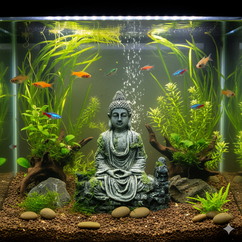 Gaurvi Enterprises New Postive Budha for fish Tank for decoration Aragonite Unplanted Substrate(Multicolor, 0.5 kg)