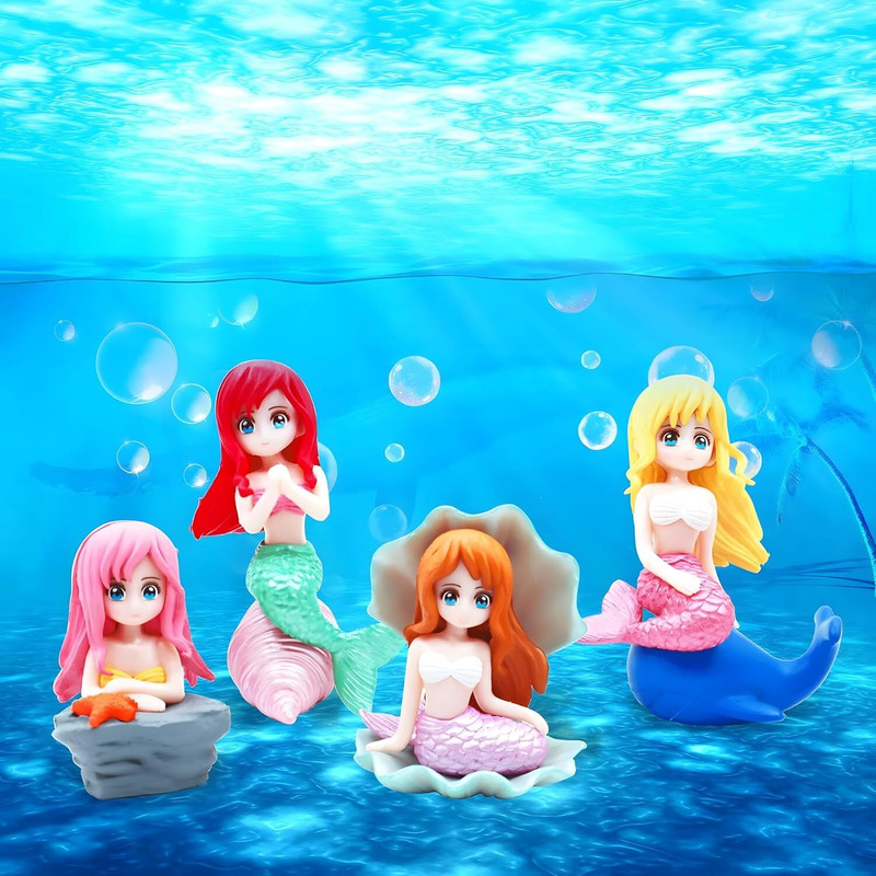 Gaurvi Enterprises Mermaid Cute Resin Toys for Aquarium Fish Tank Decoration(4 Pcs Mermaid) Aragonite Unplanted Substrate(Multicolor, 0.2 kg)