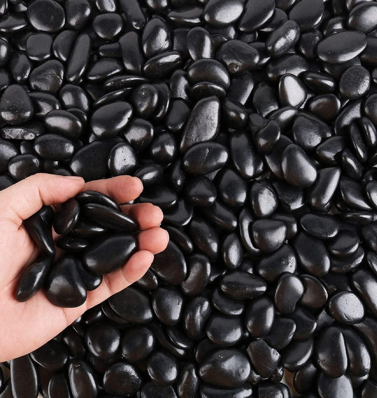 Pots & Plants Natural Pebbles Stones for Garden Flowerpot Aquarium Decorative (1KG, Black) River Rock Planted Substrate(Black, 1 kg)
