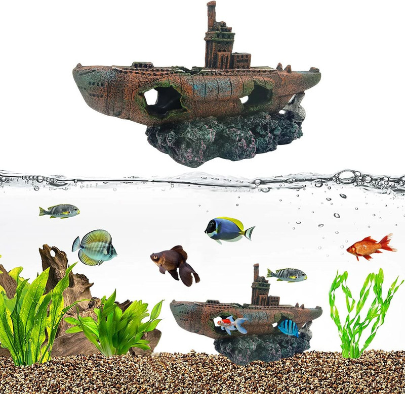 GIG BAZAAR Aquarium Sunken Ship Decoration Ornaments-with Small Broken Holes Laterite Unplanted Substrate(Multicolor, 0.25 kg)