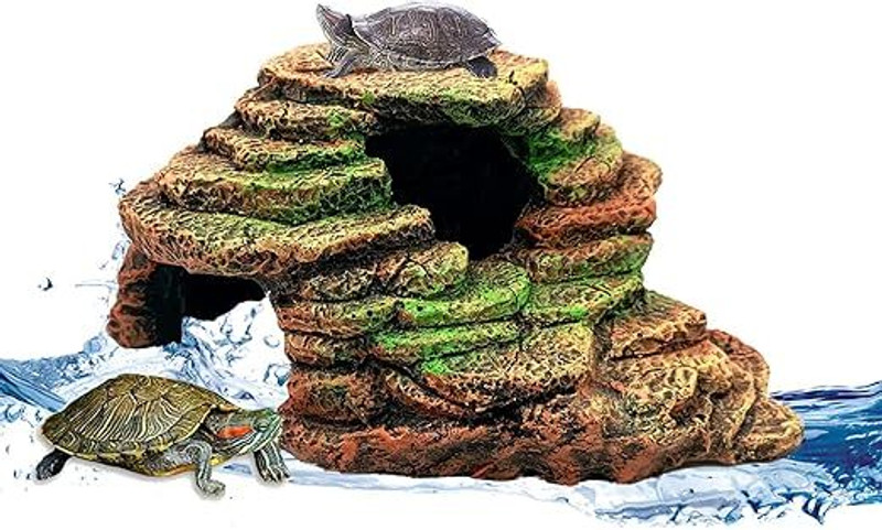 GIG BAZAAR Aquarium Turtle Bridge Tortoise Resting Rock Hiding Cave Habitat Ornament River Rock Unplanted Substrate(Multicolor, 0.3 kg)