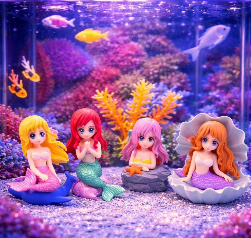 FishScape enterprises Mermaid-Mini-Set-4PC River Rock Unplanted Substrate(Multicolor, 0.15 kg)