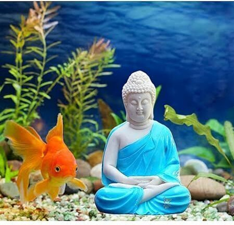 Gaurvi Enterprises ntique Handcrafted Dhyan Buddha Statue Water or Fish Tank (blue) River Rock Unplanted Substrate(Multicolor, 0.2 kg)