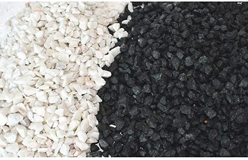 VANNEF Decorative Stones White & Black Marble Chips Pebble Stones For Aquarium Home Garden Indoor & Outdoor Decoration Gravel Unplanted Substrate(White, Black, 1 kg)
