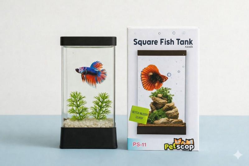 Petscope SQUARE FISH TANK(PS-11 BLACK)1.5 Liter Rectangle Aquarium Tank(1.5 L)