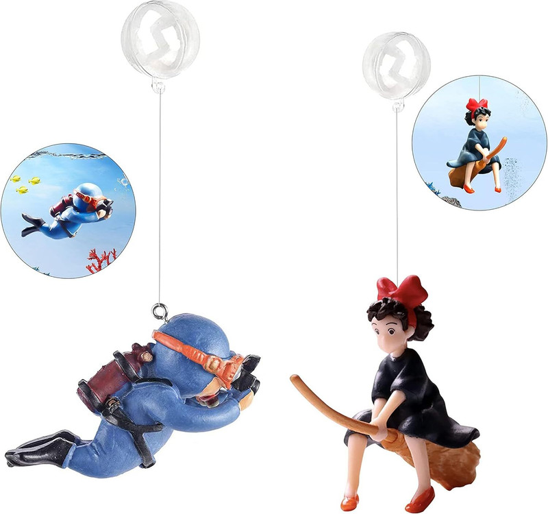 VAYINATO Little Witch + Diver Combo Floating Fish Tank Decorations Ornament Accessories Aquarium Tool