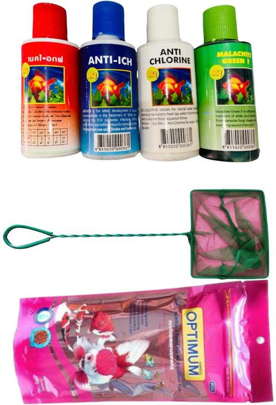 SADHANA AQUARIUM SD -6" FISH NET,CP 100g FISH FOOD, MALACHITE 4 PIC FISH MEDICINE AQUARIUM TOOL Aquarium Tool