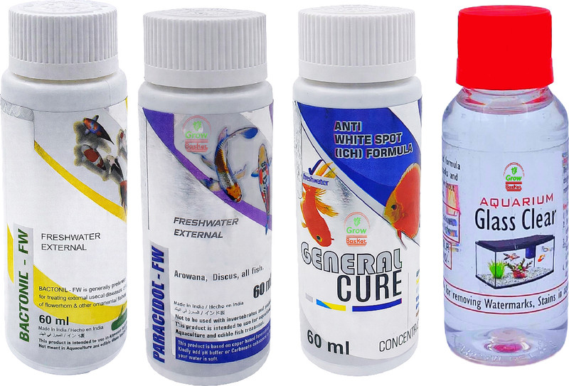 Grow Basket Fish Medicine 60ml 3 in 1 General Cure for Aquarium Fish Aquatic Plant Fertilizer(240 ml)