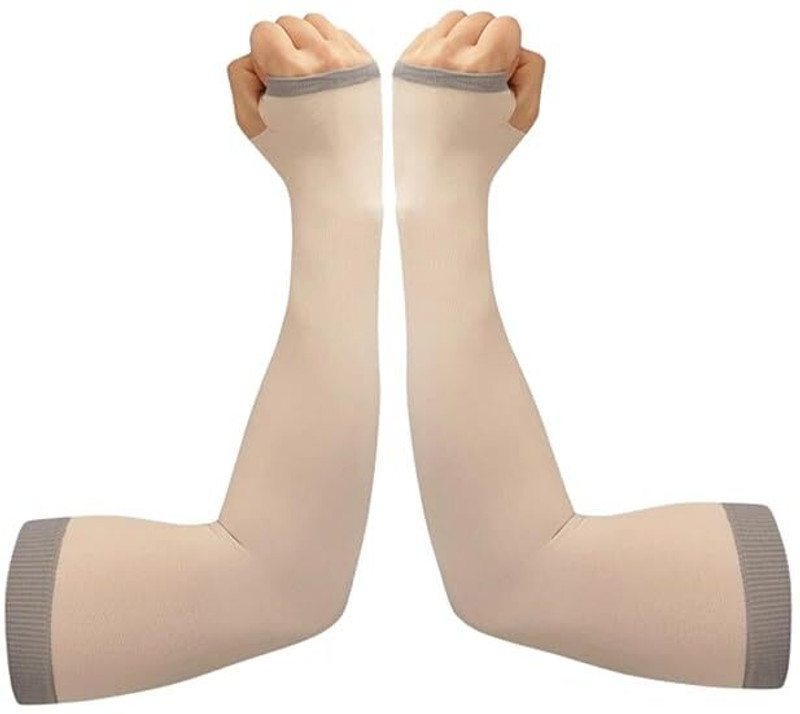 MJM GOOD CONNECTIONS Nylon Arm Sleeve For Men & Women(Free, Beige)