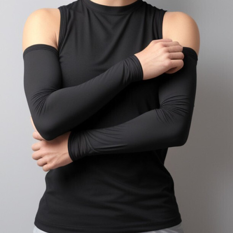 Eedhasss Tringle Nylon Arm Sleeve For Boys & Girls(M, Black)