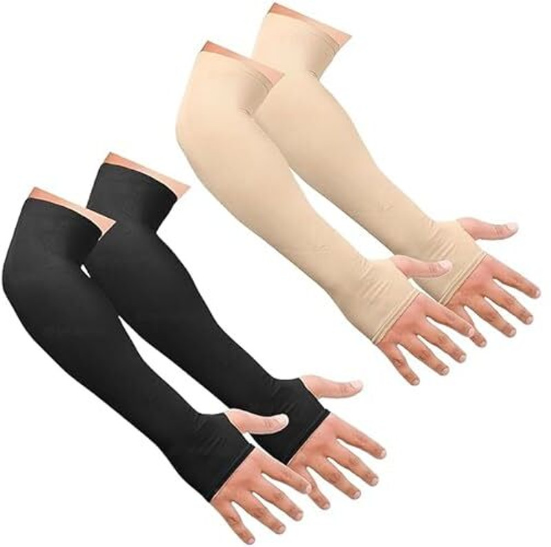 MJM GOOD CONNECTIONS Nylon Arm Sleeve For Men & Women(Free, Beige, Black)