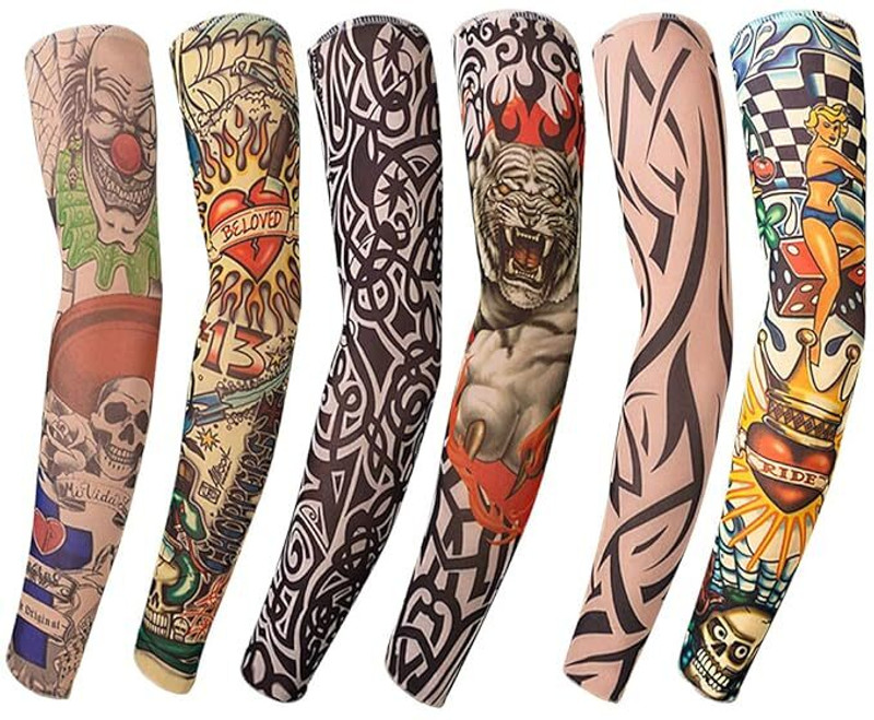 FATON Nylon Arm Sleeve For Men With Tattoo(Free, Multicolor)