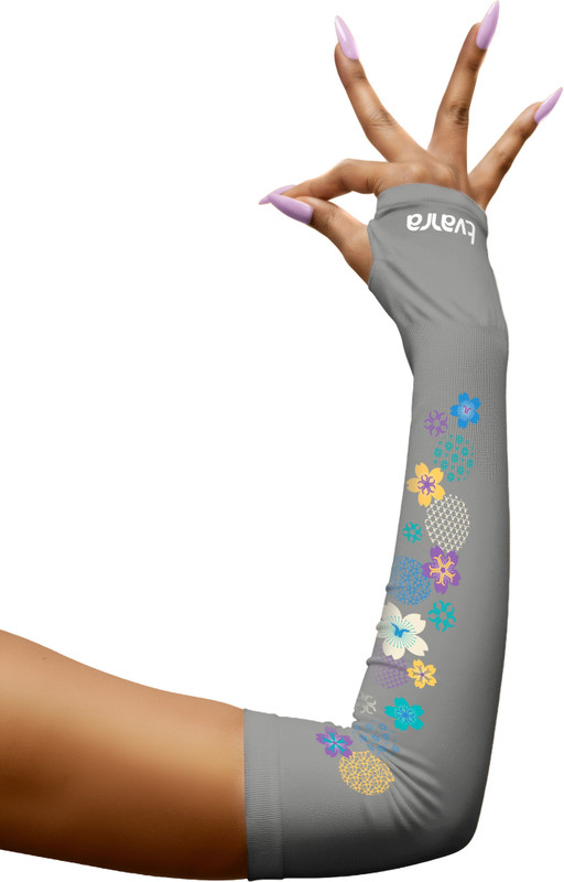 TVARRA Polyester Arm Sleeve For Women(Free, Grey)