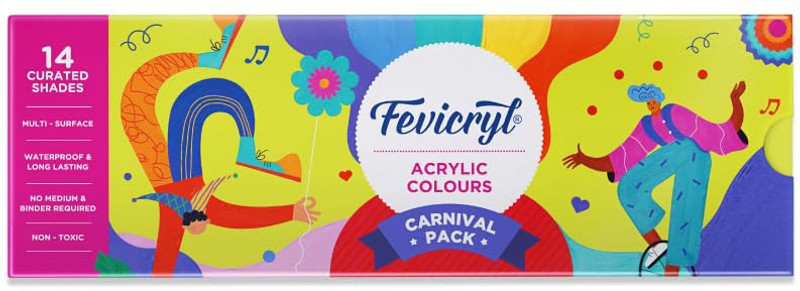 Fevicryl Carnival Kit, 10 ml x 14 Acrylic Colour in Primary
