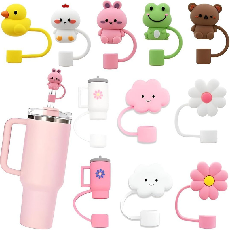 MOREL Cute Silicone Straw Cap Different Cartoon Cap for Stanley Cups 2PCS