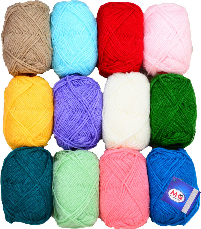 M.G Enterprise 100% Acrylic Wool Royal (6 pc) Bunny 4 Combo 4 ply Wool Ball Hand Knitting Wool/Art Craft Soft Fingering Crochet Hook Yarn, Needle Knitting Yarn Thread Dyed