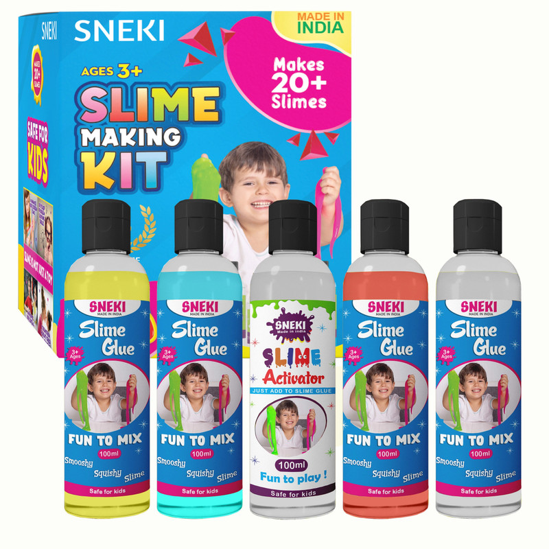 sneki DIY Toy Slime Making Kit Set for Boys Girls Kids Glitter Slime Activator Glue