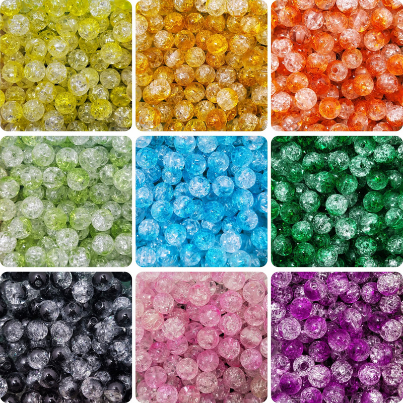 INDIKONB Crackle Dual Shade Multi-Colour Beads for Jewellery Making