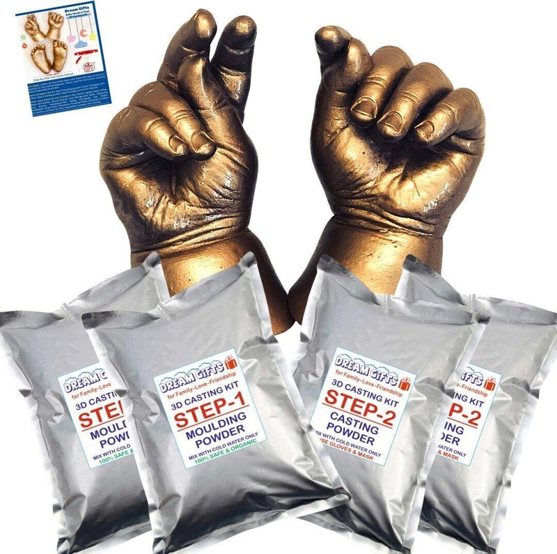 Dream Gifts Baby 2 Hands 3D Casting Kit (Moulding Powder 350 GMS, Casting Powder 500 GMS, Yellow)
