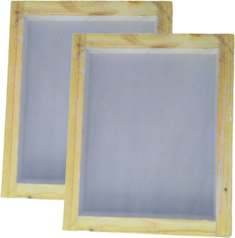 RM 2 Pieces 10X12 Inch Wooden Screen Printing Frame with Attached 110 White Mesh(Brown)