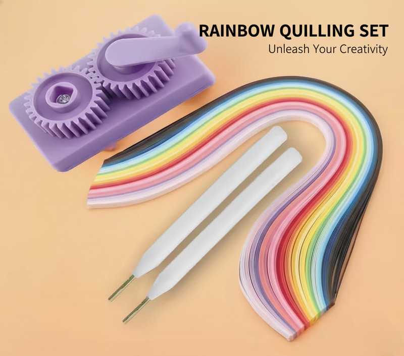 KHUSHA CREATIONS Quilling Kit with Crimper & Multi-Color Strips Dual-Tip Quilling Tools Needles