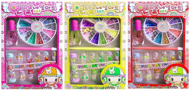 Jayaansh Traders Dezigner Nail Art Kit With Artificial Nail For Girls set Of 2 Pcs Kids Nail Set