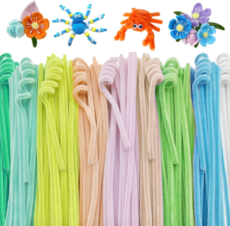 INDIKONB Chenille Stem Pipe Cleaner Set for Craft |Fuzzy Wire for Flower Making 100 Pcs