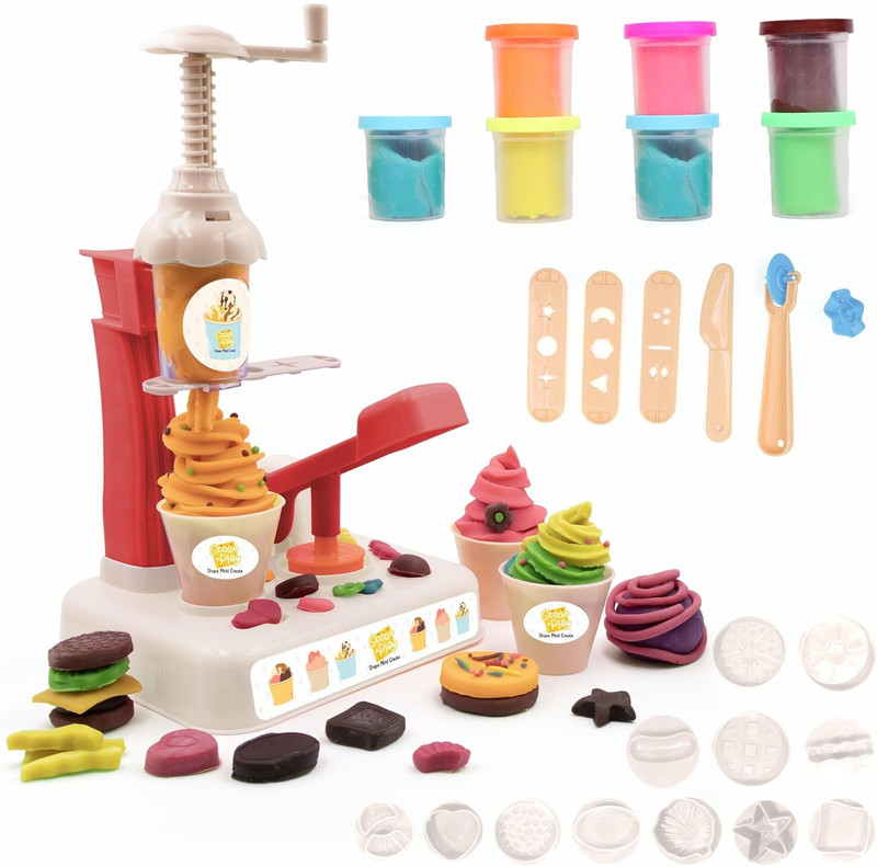 Aeroic Dough Ice Cream Maker Set, Safe Non-Toxic Dough Ice Cream Maker 6 Color Dough