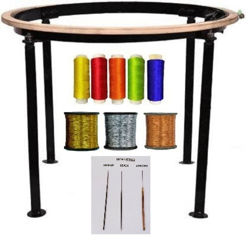 Udhayam 18 AARI STAND/18 INCH WOODEN RING/ COMBO PACK FOR AARI WORK KIT MODEL NO AARI 36