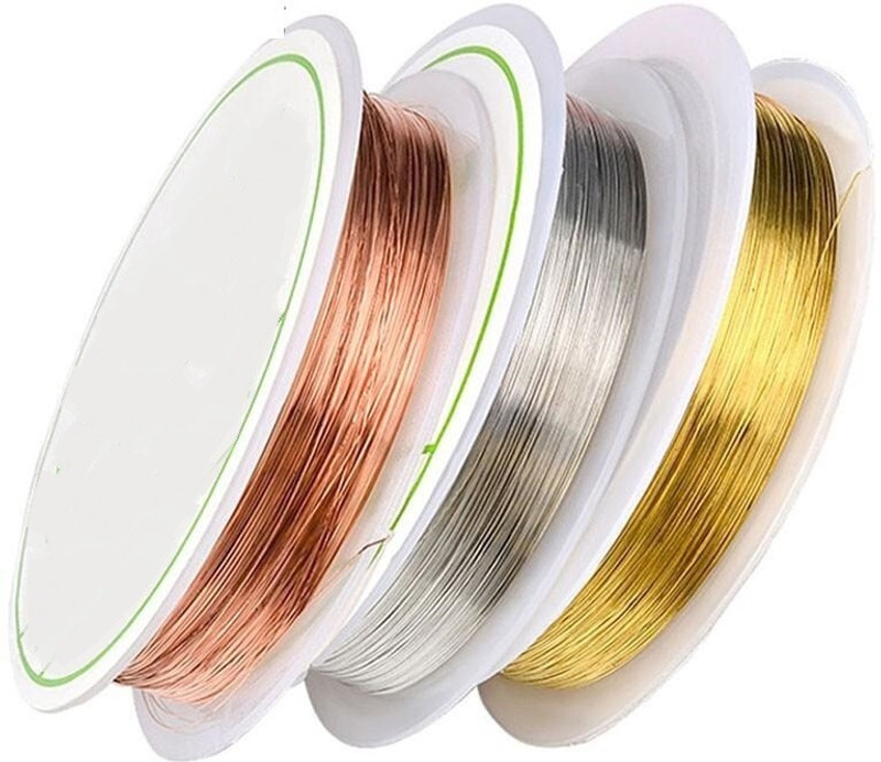 ART IFACT 60 Meters-30 Gauge (0.32mm) Copper, Silver and Brass Wire (20 Meters Each)-Craft