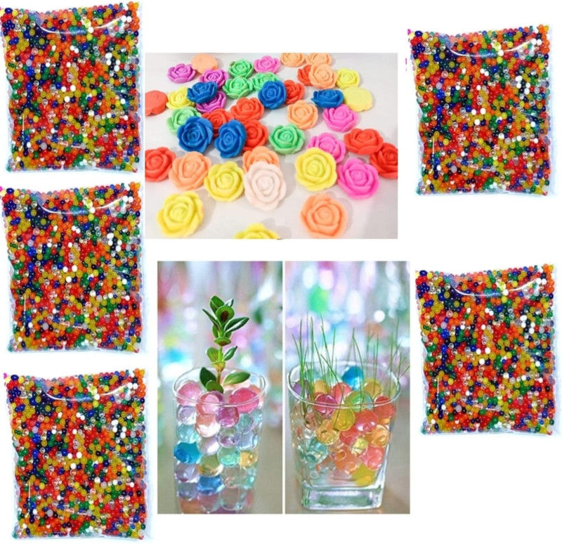 Waaome ( 5000 PCS Water Crystal growing ball + 10 PCS Growing Rose Flower))(G43)))