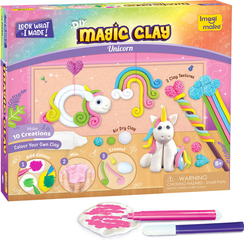 Imagimake Magic Clay | Colour & Create | Unicorn Craft Kit | Air Dry Clay For Art & Craft