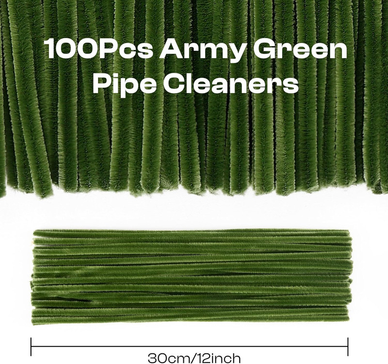 Batricher 100 Pcs 12 inch Chenille Craft Pipe Cleaners - Easy Bend Stems for DIY & Crafts