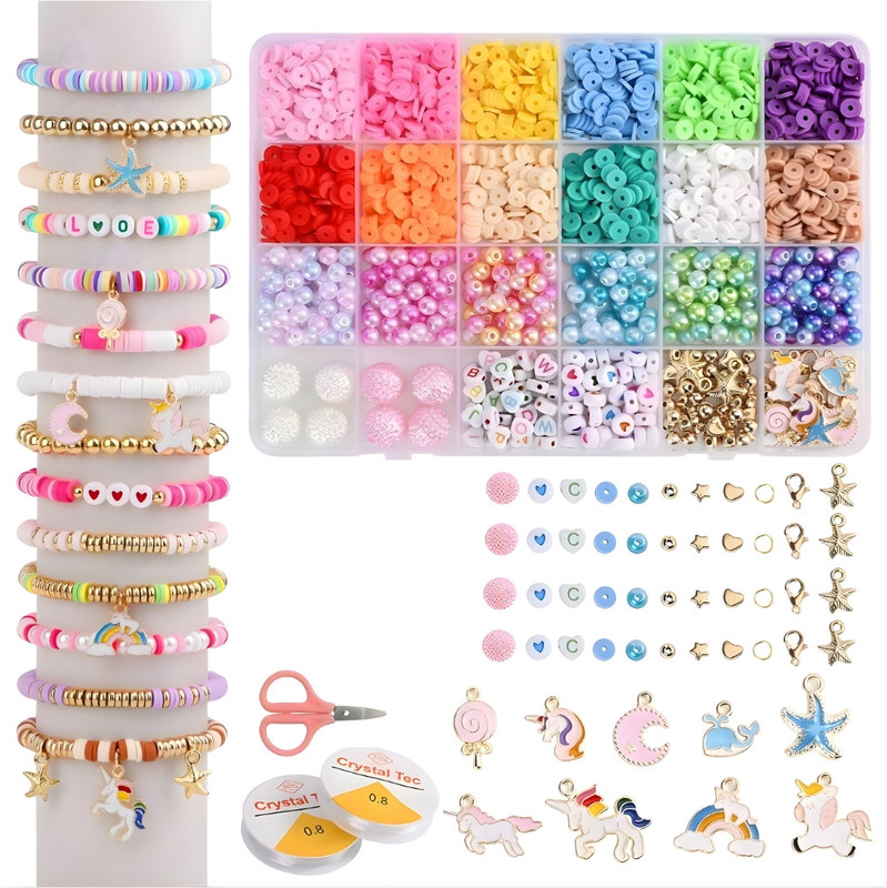 NORWICH ENTERPRISE Bracelet Making Kit Heishi Beads for Jewelry Making Polymer Clay Flat Beads 829