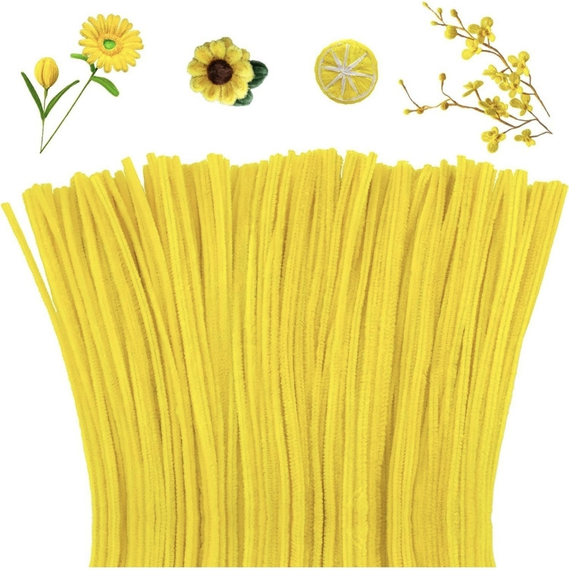 Batricher Yellow 12inch Pipe Cleaner Pink 100pcs for Hobby Craft, Scrapbooking, DIY & more
