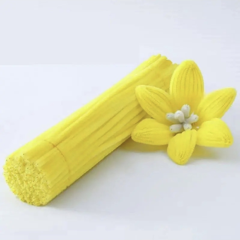 Batricher 100 Pcs Chenille Stem Pipe Cleaners for Flower Making for Craft & Decorations