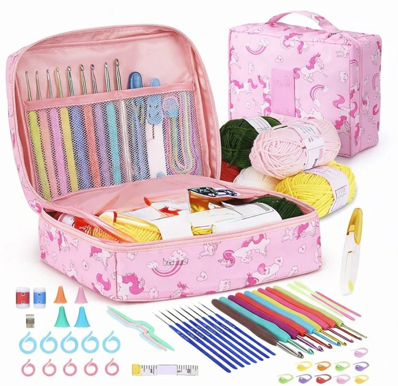 Shivom All-in-One Deluxe Crochet & Knitting Kit with Travel Pouch,Theultimate Craft kit