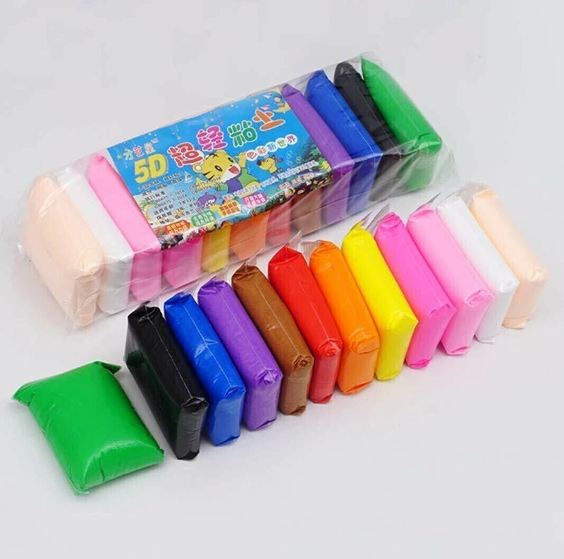 Rudra Air Dry DIY Ultra Light Modelling Bouncing Different Color Clay with Tools Set for Kids (Pack of 12 pcs)