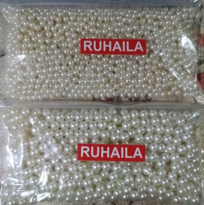 RUHAILA 4 MM+ 6 MM WHITE PEARL BEADS FOR JWELLERY MAKING 1600 PCS