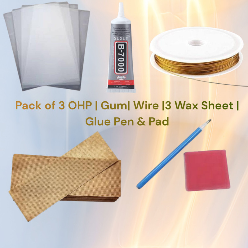 CARTOL Invisible Jewellery Making Kit - 3 Wax | 3 OHP | B7000 Glue & Pen