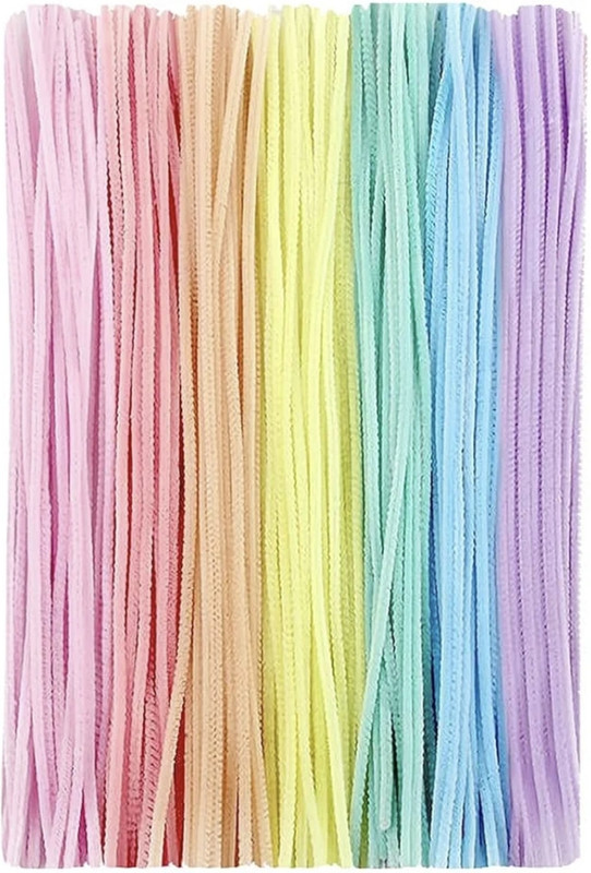Batricher 100 Pcs Pipe Cleaner for Craft, Hobby, Fun, DIY Accessory Pastel Multicolor