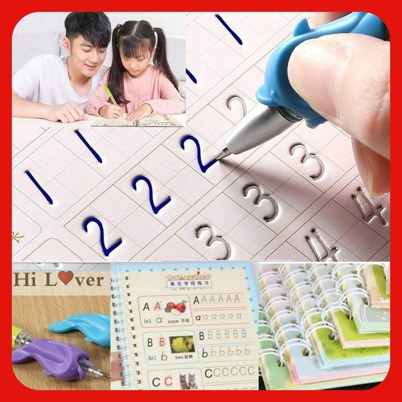 GRANDFLY Magic Kids Reusable Magic Writing Tracing Copy Workbook Study Refill(Multicolor)